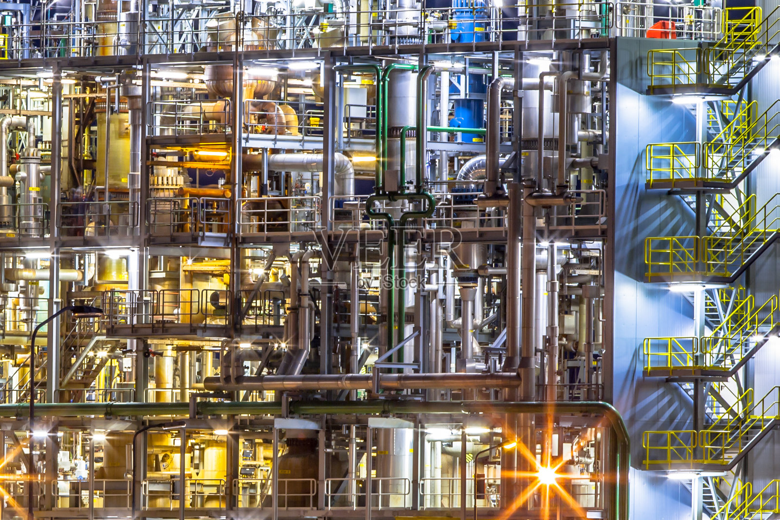 化工工厂夜景细节